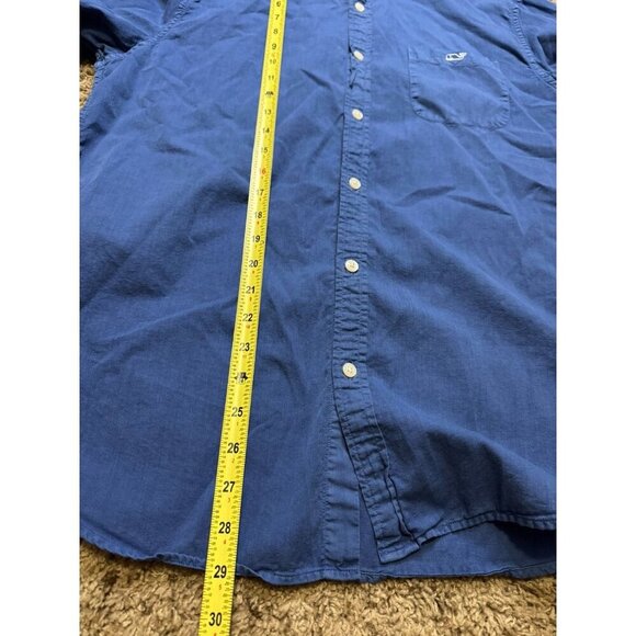 VINEYARD VINES Mens Blue Button Down Slim Fit Tucker Shirt Cotton Silk Blend L - Picture 4 of 5